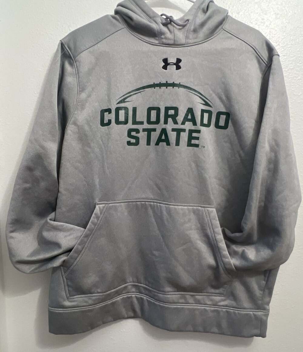 Under Armour Colorado State Rams Gray Fleece Pullover Hoodie Men's Size Large
